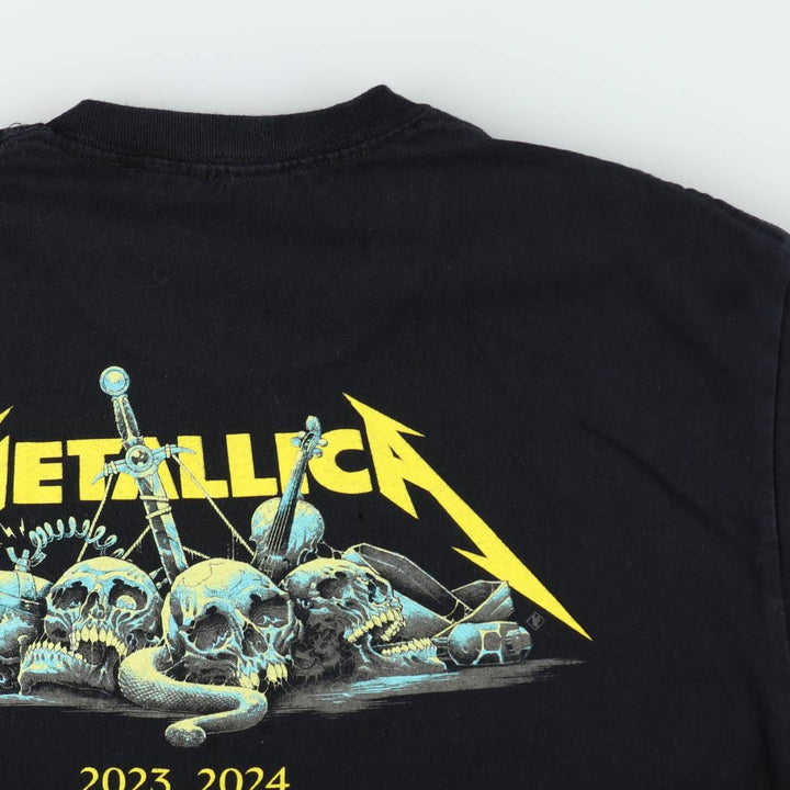 METALLICA Skull Pattern Band T-shirt Band Tee Men's L size cotton black type Vintage Second Hand