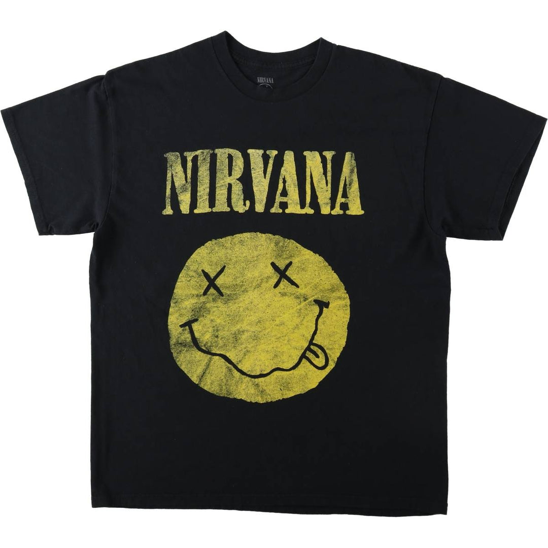 NIRVANA Nirvana Band T-shirt, Band T, Men's L size cotton black type Vintage Second Hand