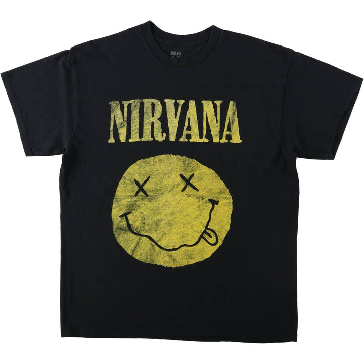 NIRVANA Nirvana Band T-shirt, Band T, Men's L size cotton black type Vintage Second Hand