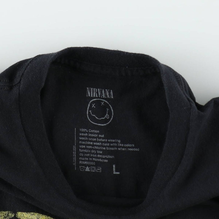 NIRVANA Nirvana Band T-shirt, Band T, Men's L size cotton black type Vintage Second Hand