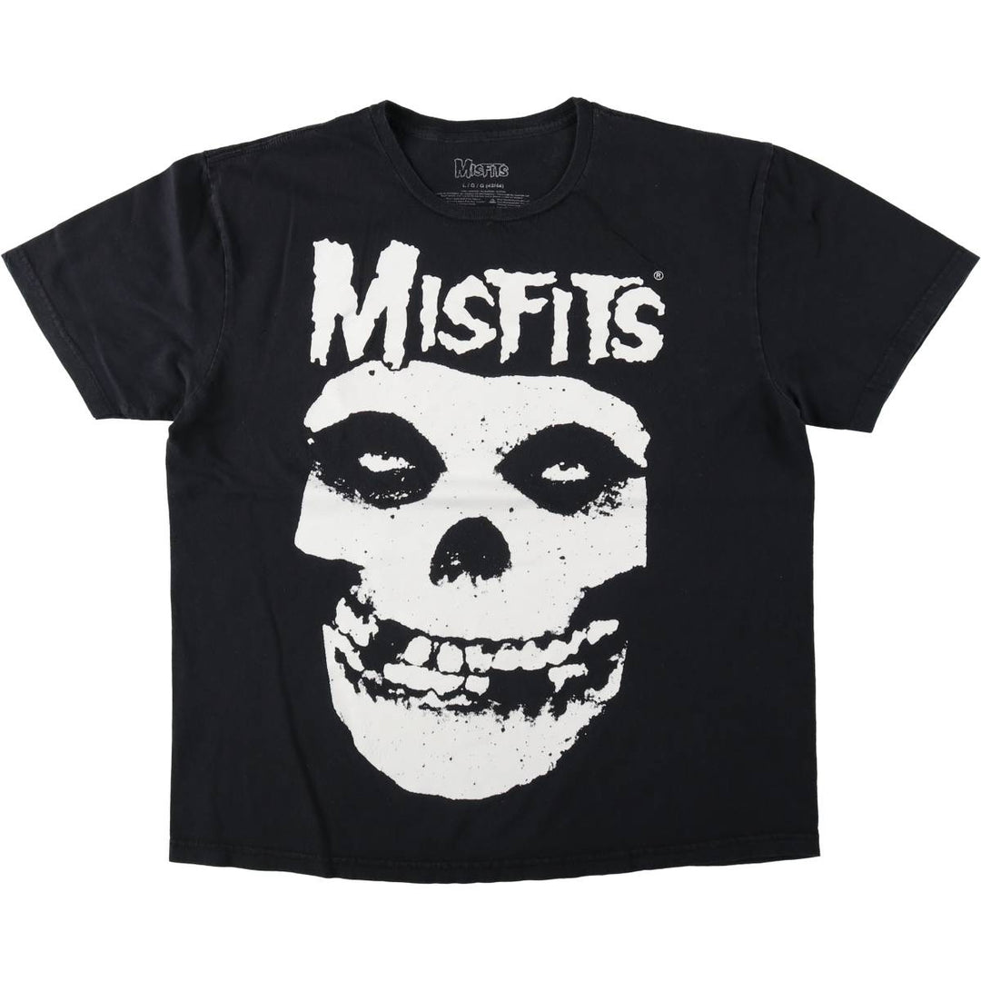 MISFITS Skull Pattern Band T-shirt, Men's L size cotton black type Vintage Second Hand