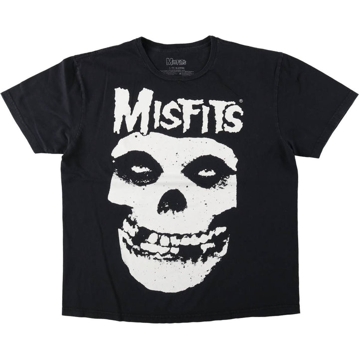 MISFITS Skull Pattern Band T-shirt, Men's L size cotton black type Vintage Second Hand