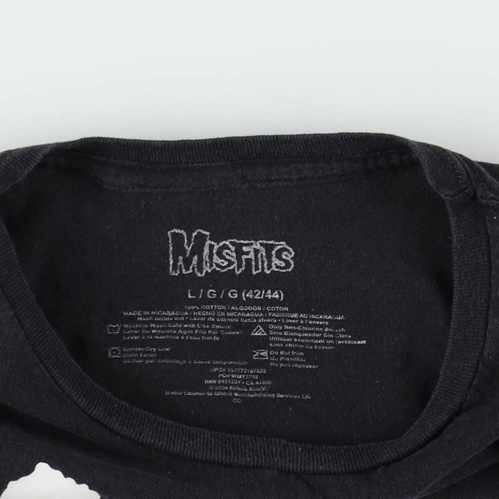 MISFITS Skull Pattern Band T-shirt, Men's L size cotton black type Vintage Second Hand