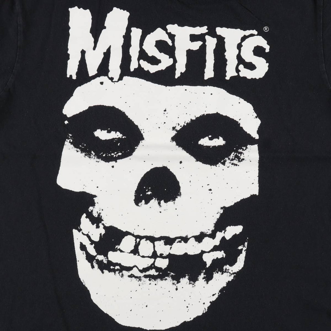 MISFITS Skull Pattern Band T-shirt, Men's L size cotton black type Vintage Second Hand