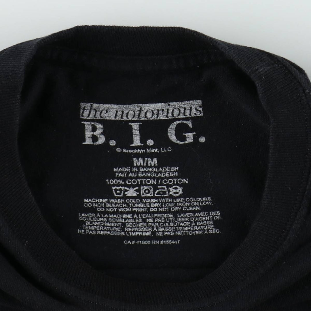 THE NOTORIOUS BIG Notorious BIG Rap T-shirt Rap T Men's M size cotton black type Vintage Second Hand