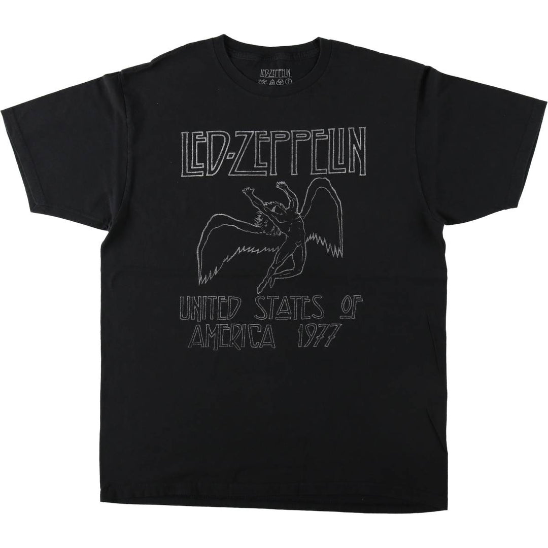 LED ZEPPELIN Led Zeppelin Band T-shirt Band T Men's L size cotton black type Vintage Second Hand