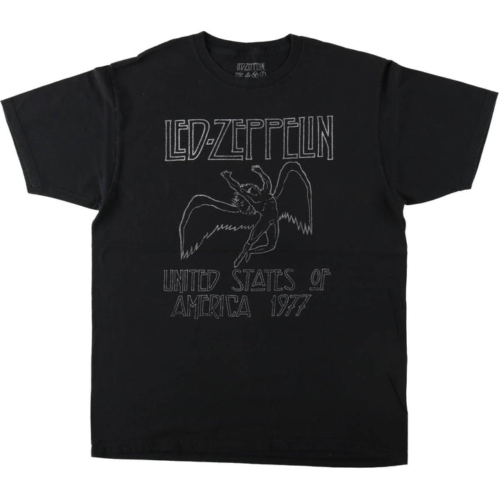 LED ZEPPELIN Led Zeppelin Band T-shirt Band T Men's L size cotton black type Vintage Second Hand