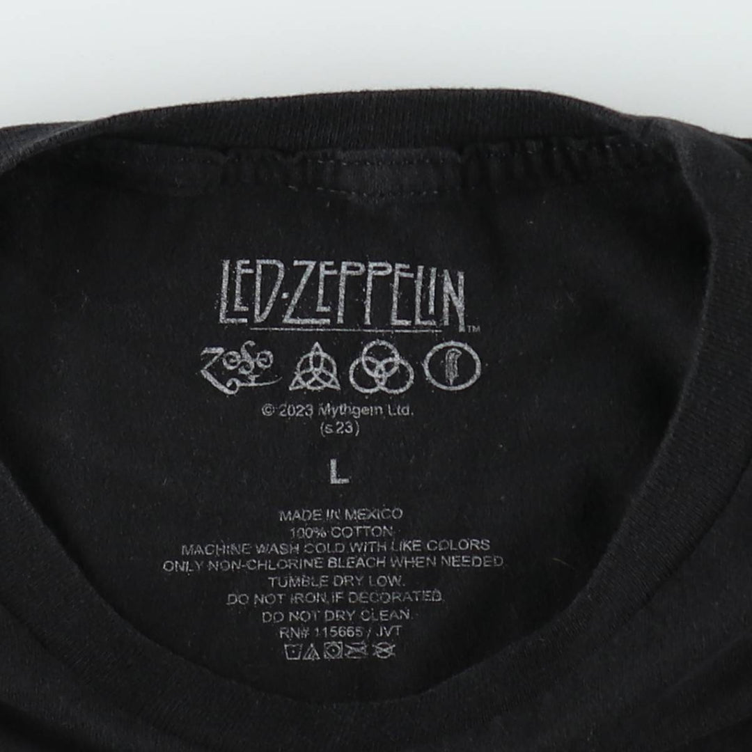 LED ZEPPELIN Led Zeppelin Band T-shirt Band T Men's L size cotton black type Vintage Second Hand
