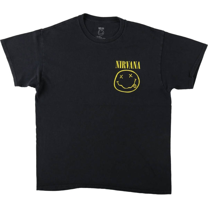 NIRVANA Nirvana Band T-shirt, Band T, Men's L size cotton black type Vintage Second Hand