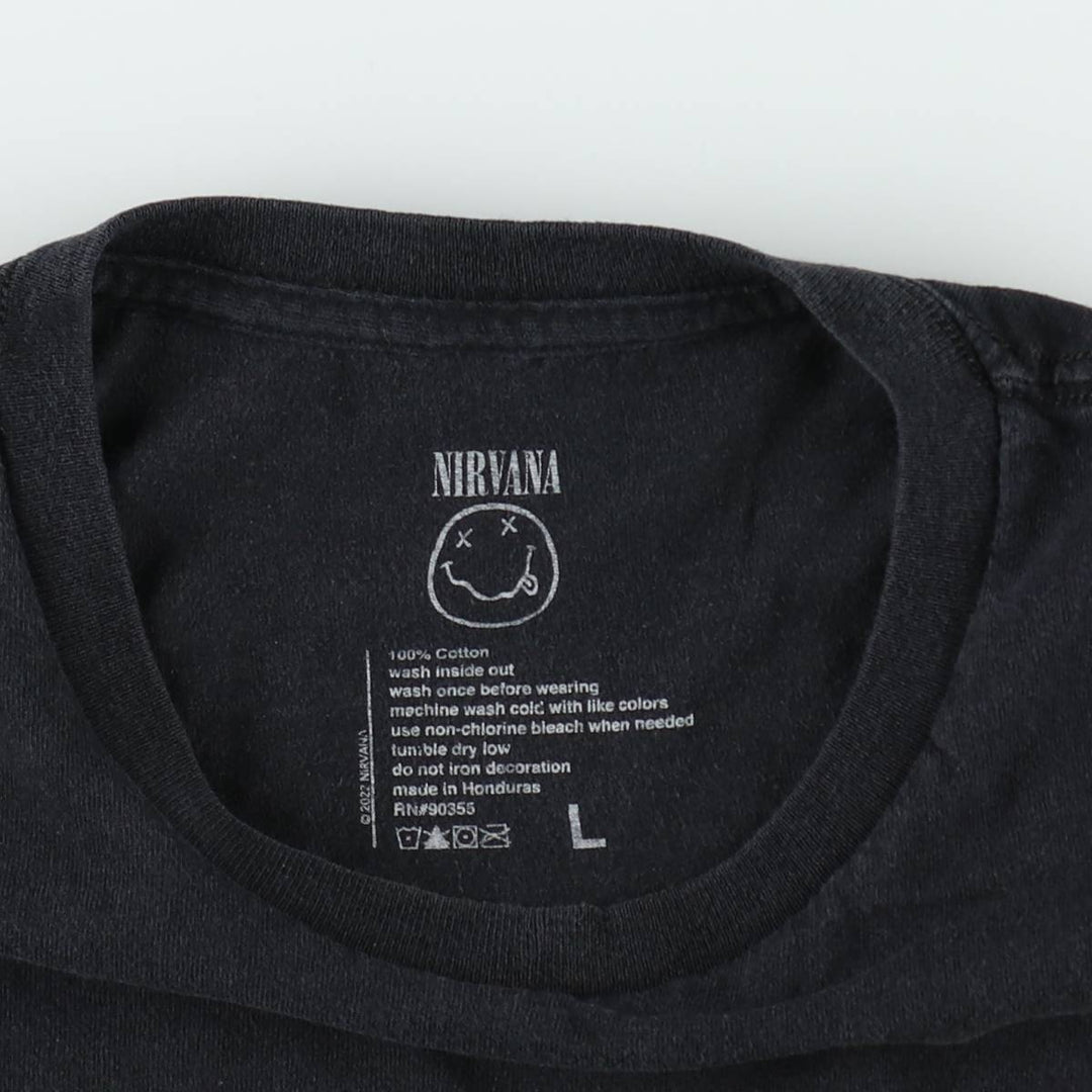NIRVANA Nirvana Band T-shirt, Band T, Men's L size cotton black type Vintage Second Hand