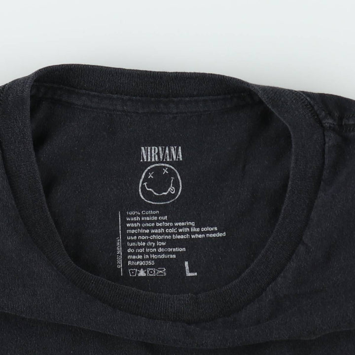 NIRVANA Nirvana Band T-shirt, Band T, Men's L size cotton black type Vintage Second Hand