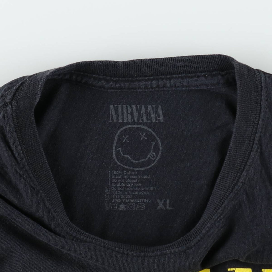 NIRVANA Nirvana Band T-shirt, Band T, Men's XL size cotton black type Vintage Second Hand