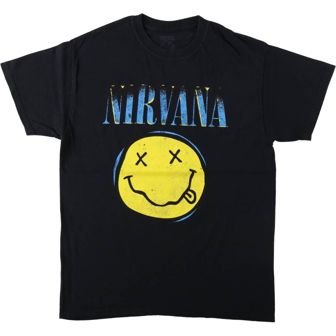 NIRVANA Nirvana Band T-shirt, Band T, Men's M size cotton black type Vintage Second Hand