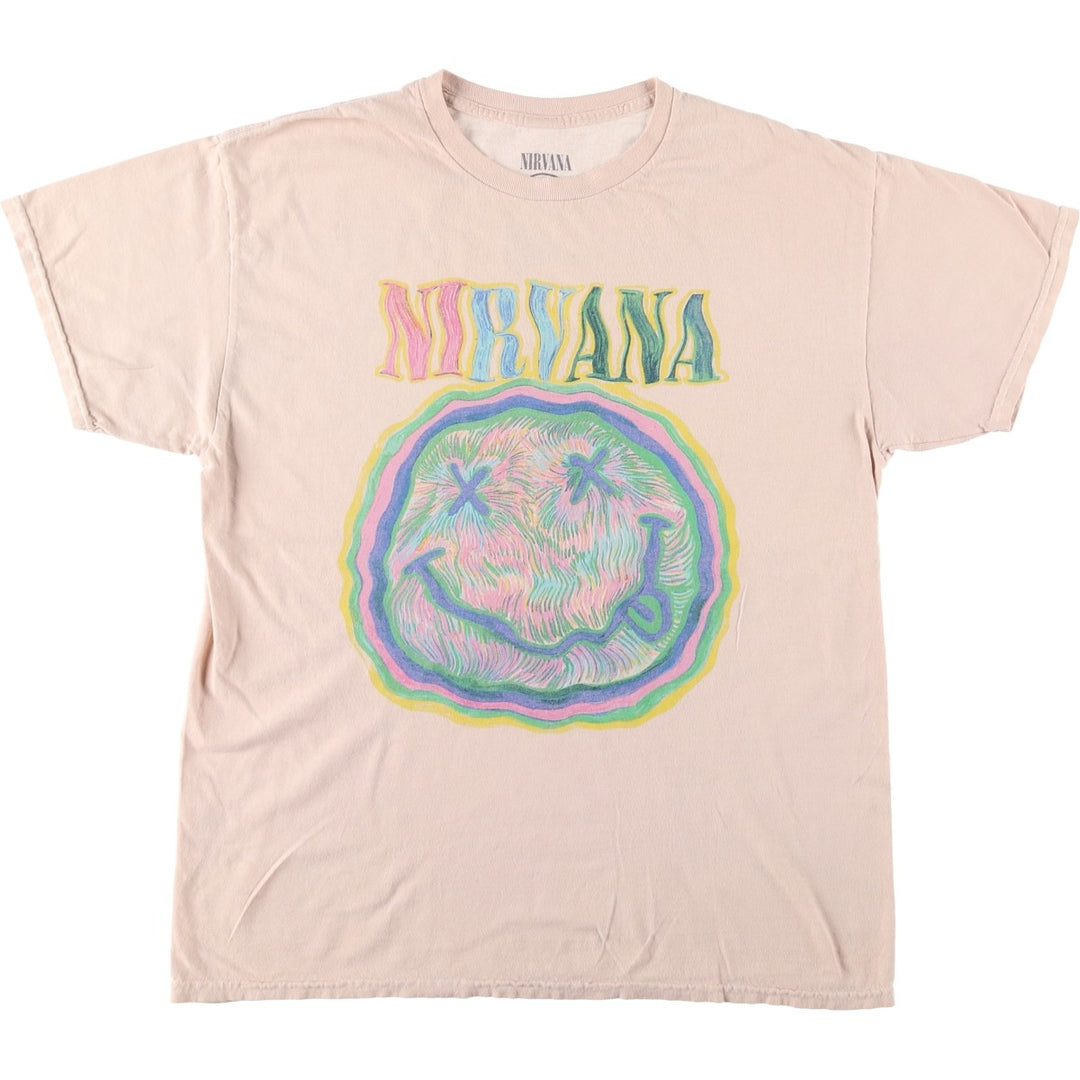 NIRVANA Nirvana Band T-shirt, Band T, Men's L size cotton Beige type Vintage Second Hand
