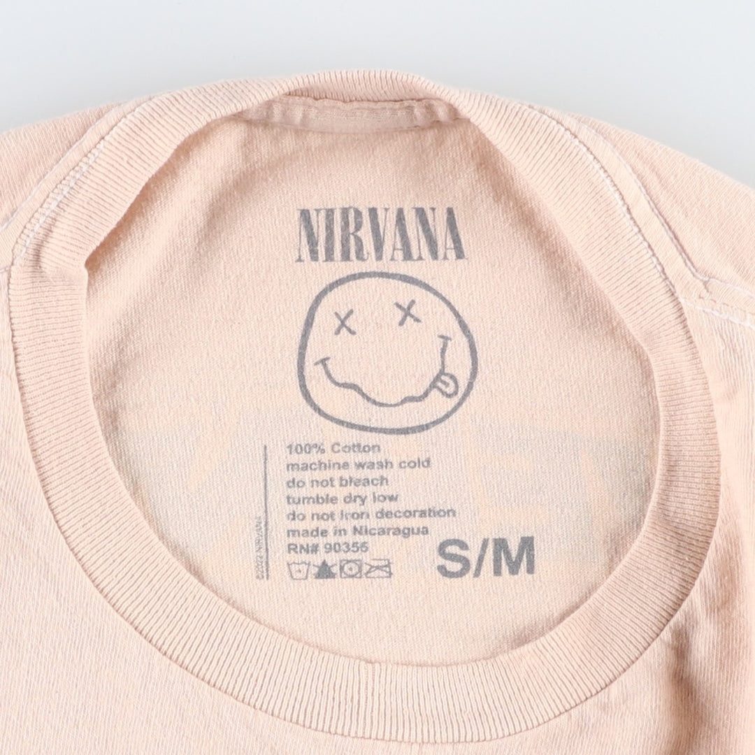 NIRVANA Nirvana Band T-shirt, Band T, Men's L size cotton Beige type Vintage Second Hand
