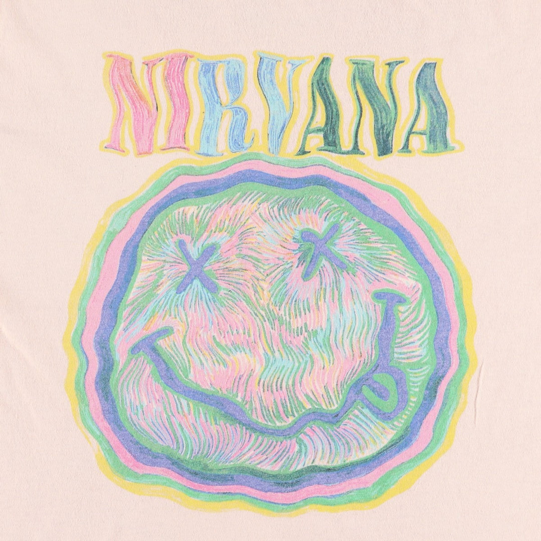 NIRVANA Nirvana Band T-shirt, Band T, Men's L size cotton Beige type Vintage Second Hand