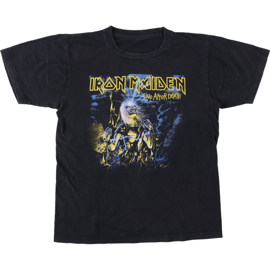 IRON MAIDEN Iron Maiden Band T-shirt Band T Men's M size unclear black type Vintage Second Hand