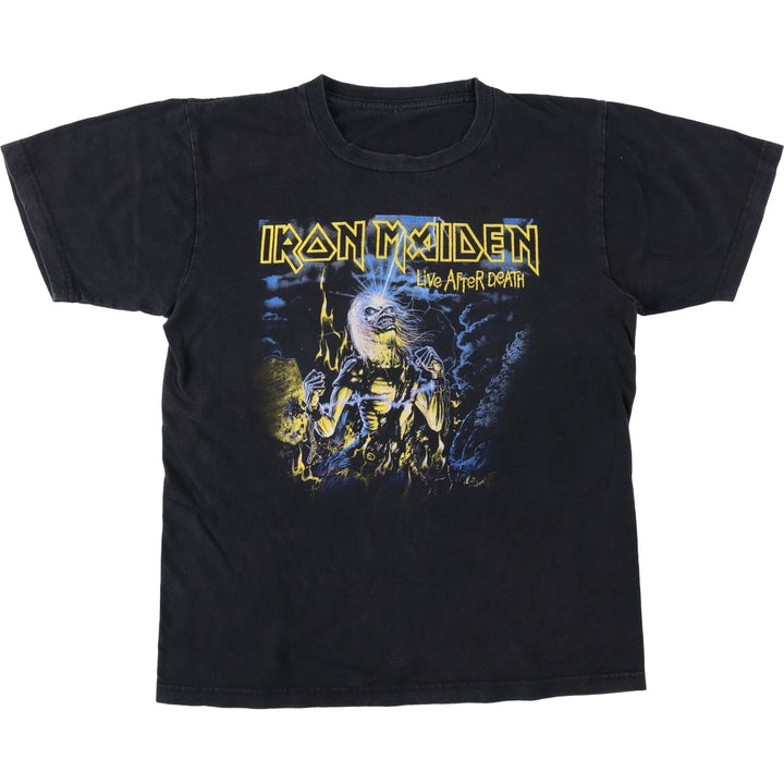 IRON MAIDEN Iron Maiden Band T-shirt Band T Men's M size unclear black type Vintage Second Hand