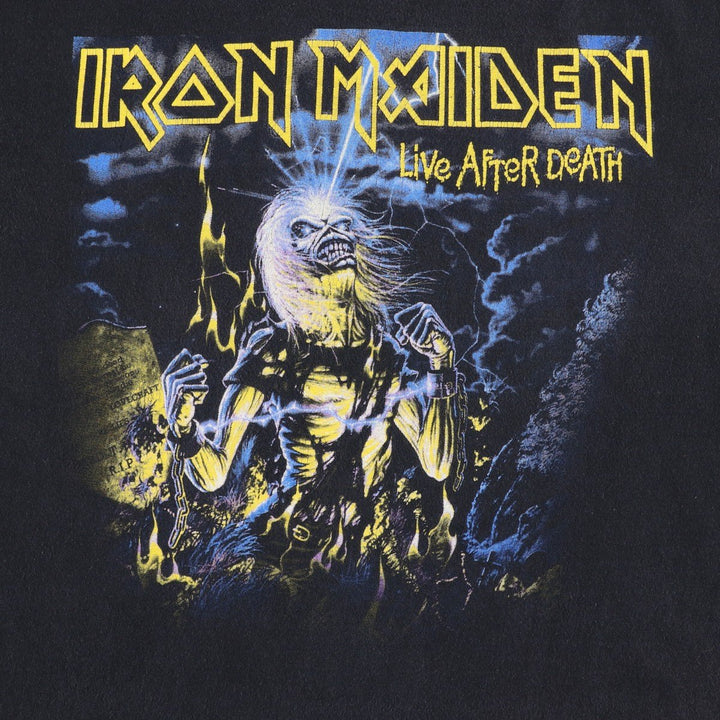 IRON MAIDEN Iron Maiden Band T-shirt Band T Men's M size unclear black type Vintage Second Hand