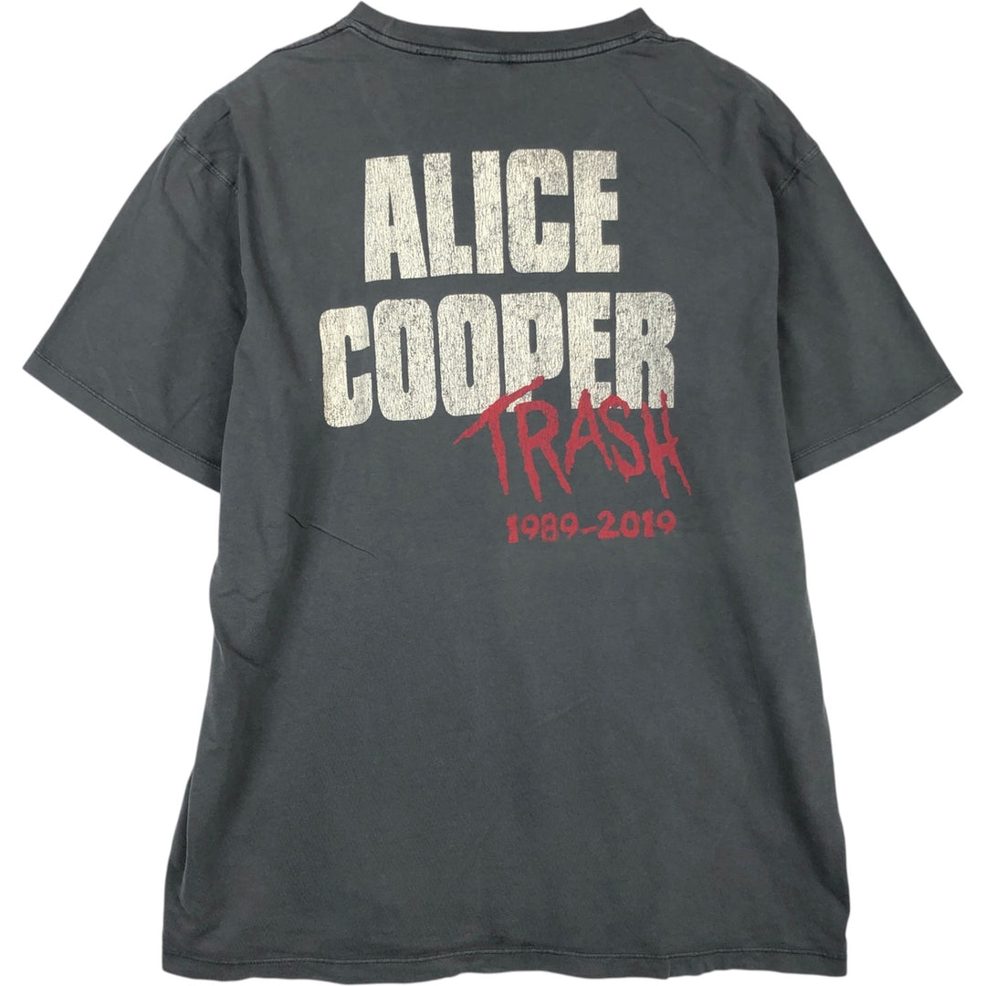 Alice Cooper Skull Pattern Band T-Shirt (Men's XL equivalent) cotton Charcoal Vintage Second Hand