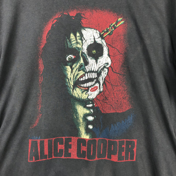 Alice Cooper Skull Pattern Band T-Shirt (Men's XL equivalent) cotton Charcoal Vintage Second Hand