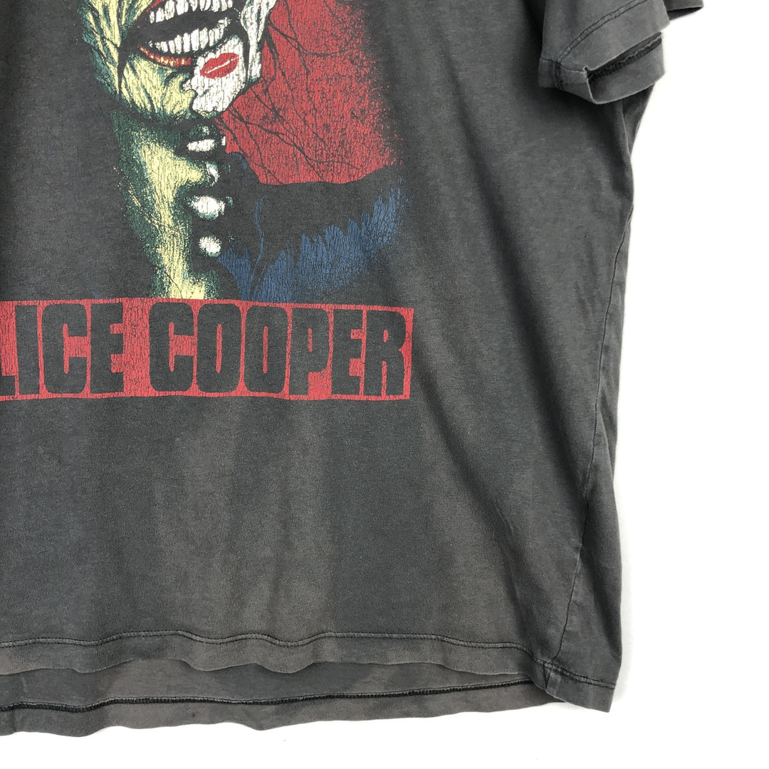 Alice Cooper Skull Pattern Band T-Shirt (Men's XL equivalent) cotton Charcoal Vintage Second Hand