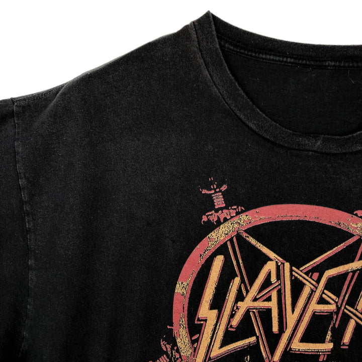 SLAYER Band T-shirt, Men's L size unclear black type Vintage Second Hand