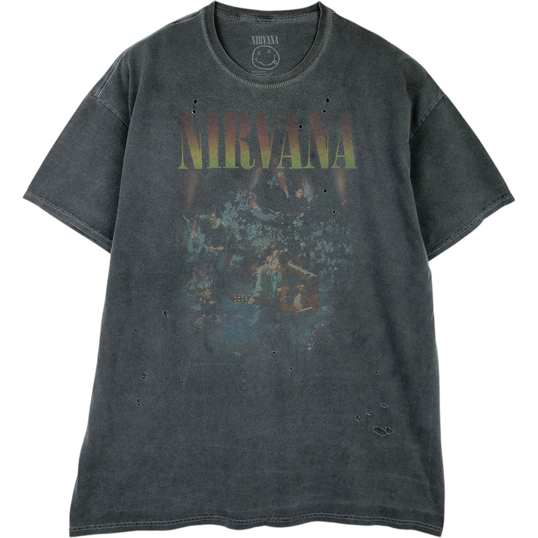 NIRVANA Nirvana Band T-shirt, Band T, Men's XL size cotton gray type Vintage Second Hand