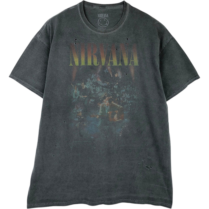 NIRVANA Nirvana Band T-shirt, Band T, Men's XL size cotton gray type Vintage Second Hand