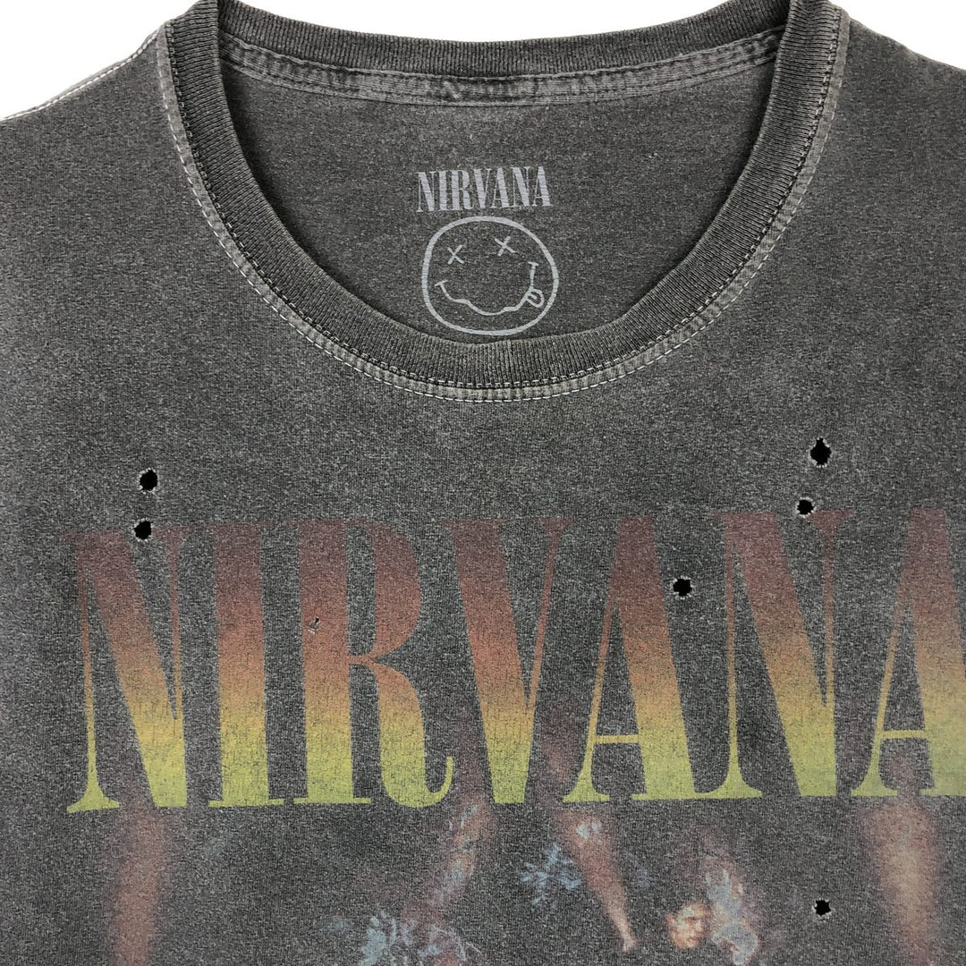 NIRVANA Nirvana Band T-shirt, Band T, Men's XL size cotton gray type Vintage Second Hand
