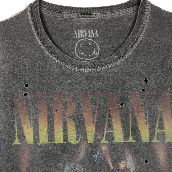 NIRVANA Nirvana Band T-shirt, Band T, Men's XL size cotton gray type Vintage Second Hand