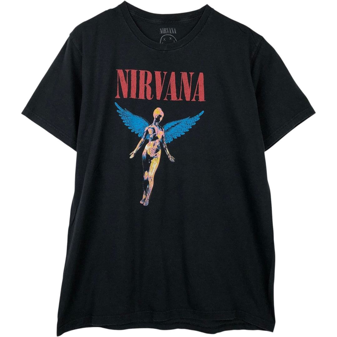 NIRVANA Nirvana Band T-shirt, Band T, Men's L size cotton black type Vintage Second Hand