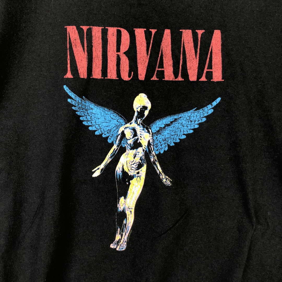 NIRVANA Nirvana Band T-shirt, Band T, Men's L size cotton black type Vintage Second Hand