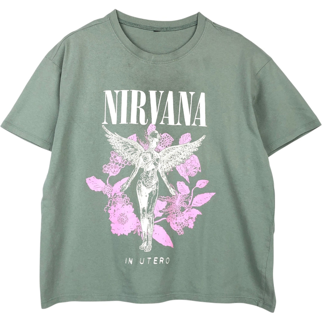 NIRVANA Nirvana Band T-shirt, Band T, Men's L size unclear Khaki type sage green Vintage Second Hand