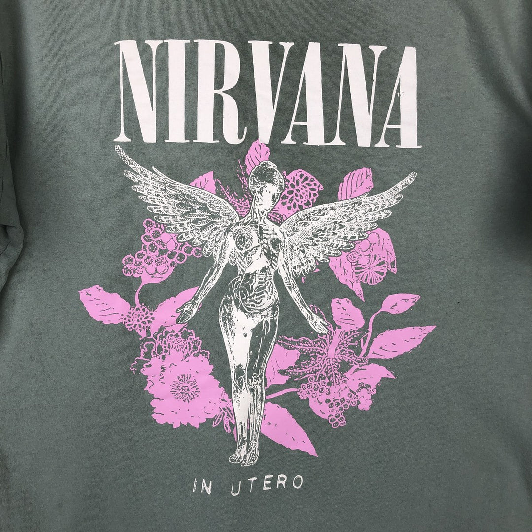 NIRVANA Nirvana Band T-shirt, Band T, Men's L size unclear Khaki type sage green Vintage Second Hand