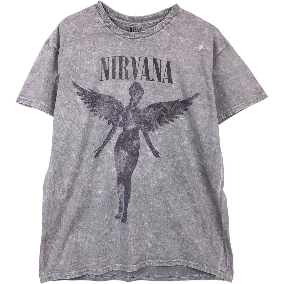 NIRVANA Nirvana Band T-shirt, Band T, Men's L size cotton purple type Vintage Second Hand