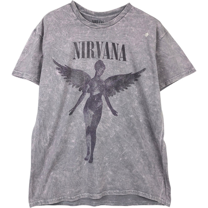 NIRVANA Nirvana Band T-shirt, Band T, Men's L size cotton purple type Vintage Second Hand