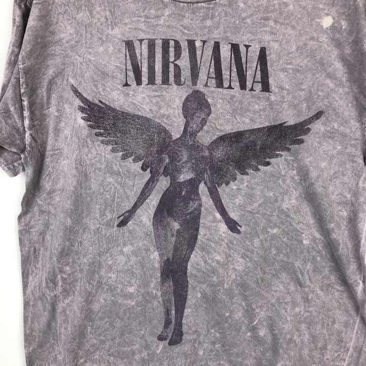 NIRVANA Nirvana Band T-shirt, Band T, Men's L size cotton purple type Vintage Second Hand