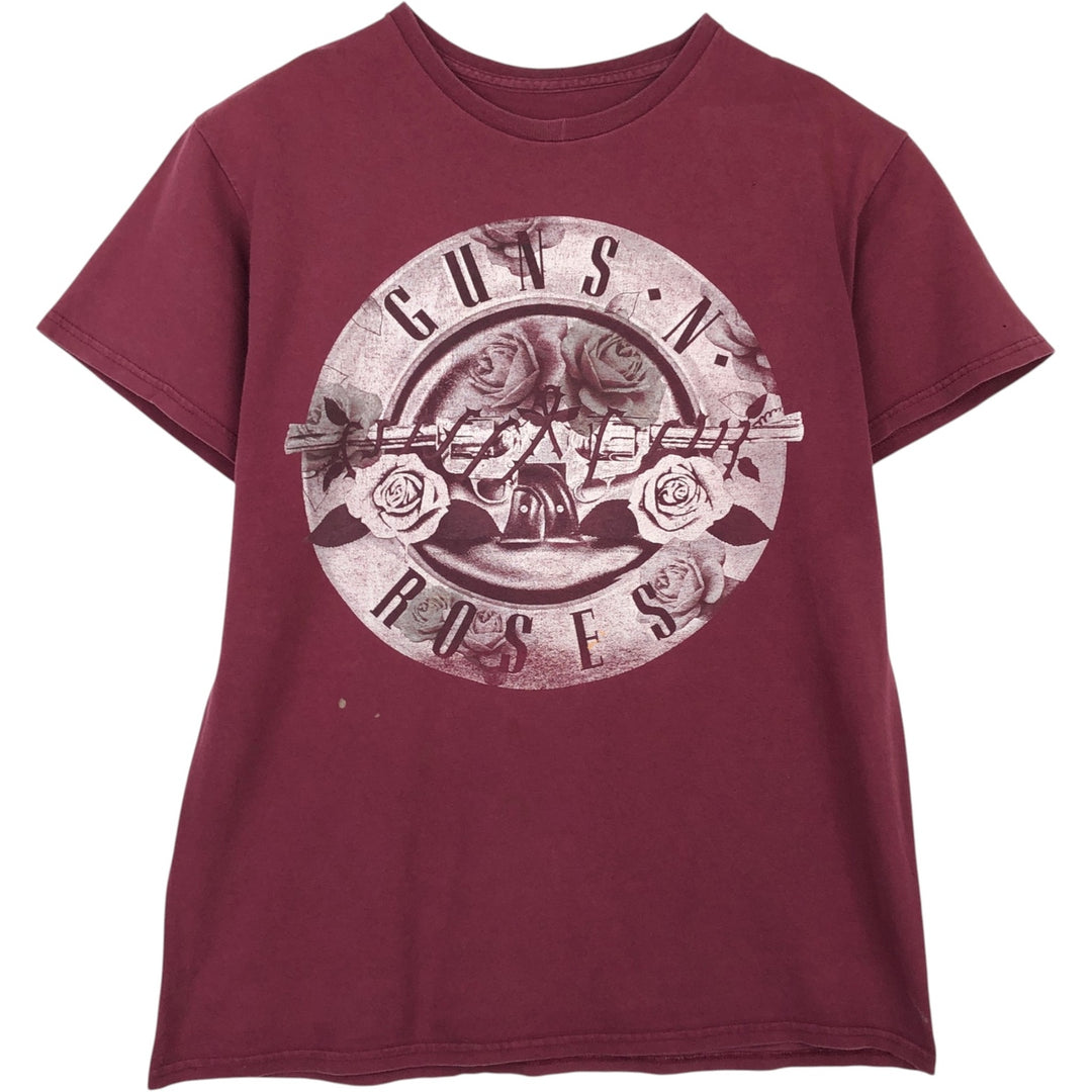 GUNS N' ROSES Guns N' Roses Floral Band T-Shirt Band Tee Men's M size unclear wine-red Vintage Second Hand