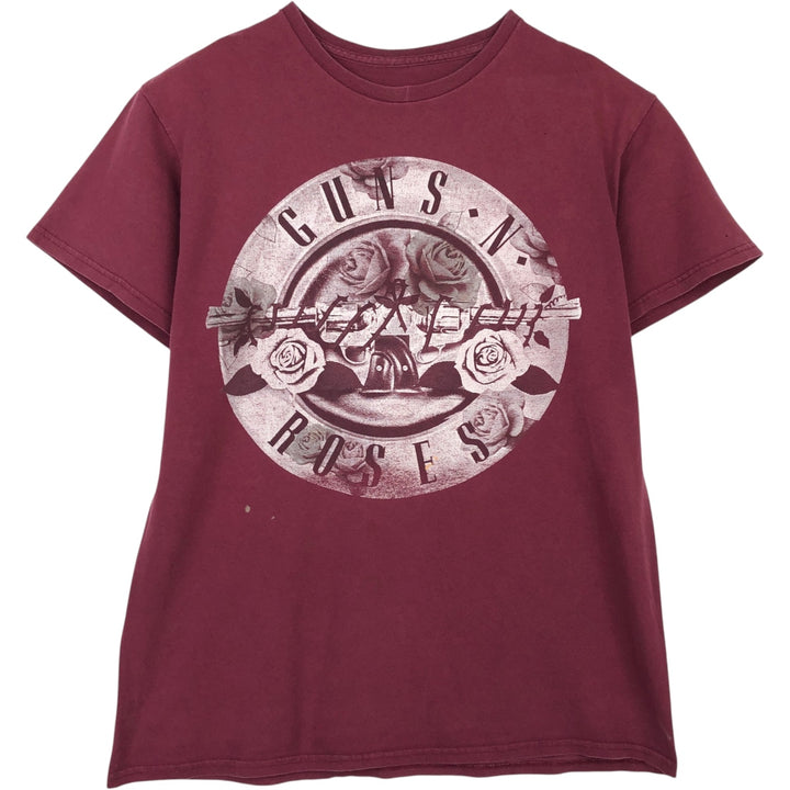 GUNS N' ROSES Guns N' Roses Floral Band T-Shirt Band Tee Men's M size unclear wine-red Vintage Second Hand