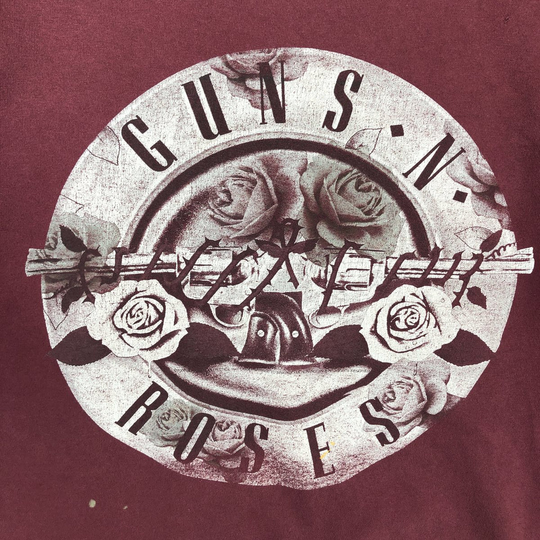 GUNS N' ROSES Guns N' Roses Floral Band T-Shirt Band Tee Men's M size unclear wine-red Vintage Second Hand