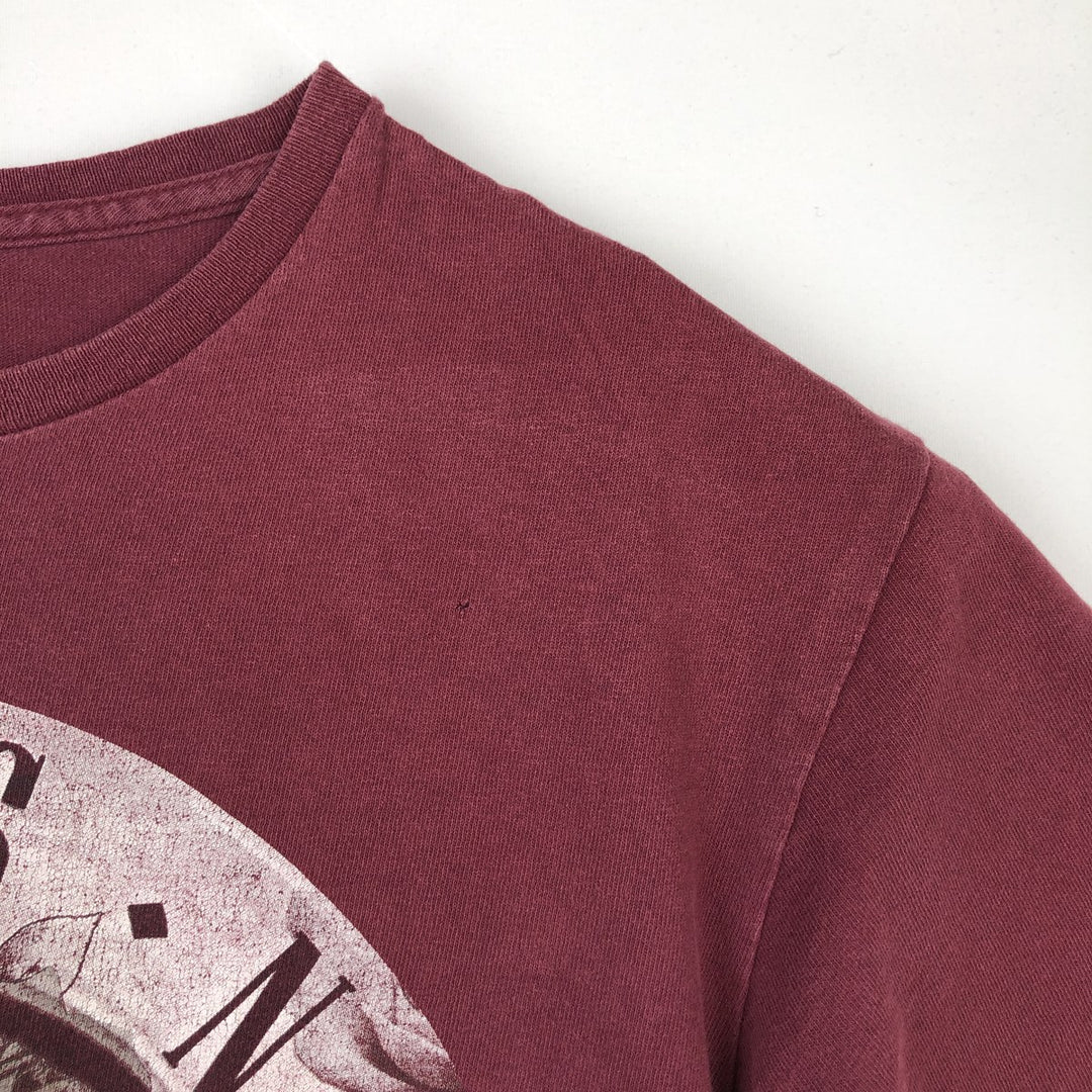 GUNS N' ROSES Guns N' Roses Floral Band T-Shirt Band Tee Men's M size unclear wine-red Vintage Second Hand