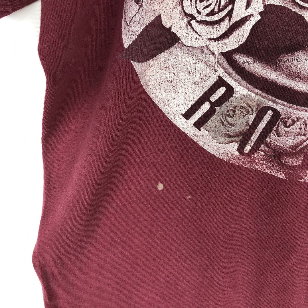 GUNS N' ROSES Guns N' Roses Floral Band T-Shirt Band Tee Men's M size unclear wine-red Vintage Second Hand