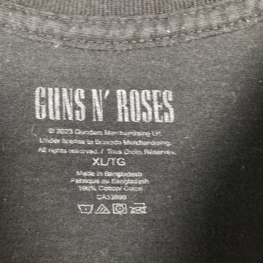 GUNS N' ROSES Skull Pattern Band T-shirt, Men's XL size cotton black type Vintage Second Hand