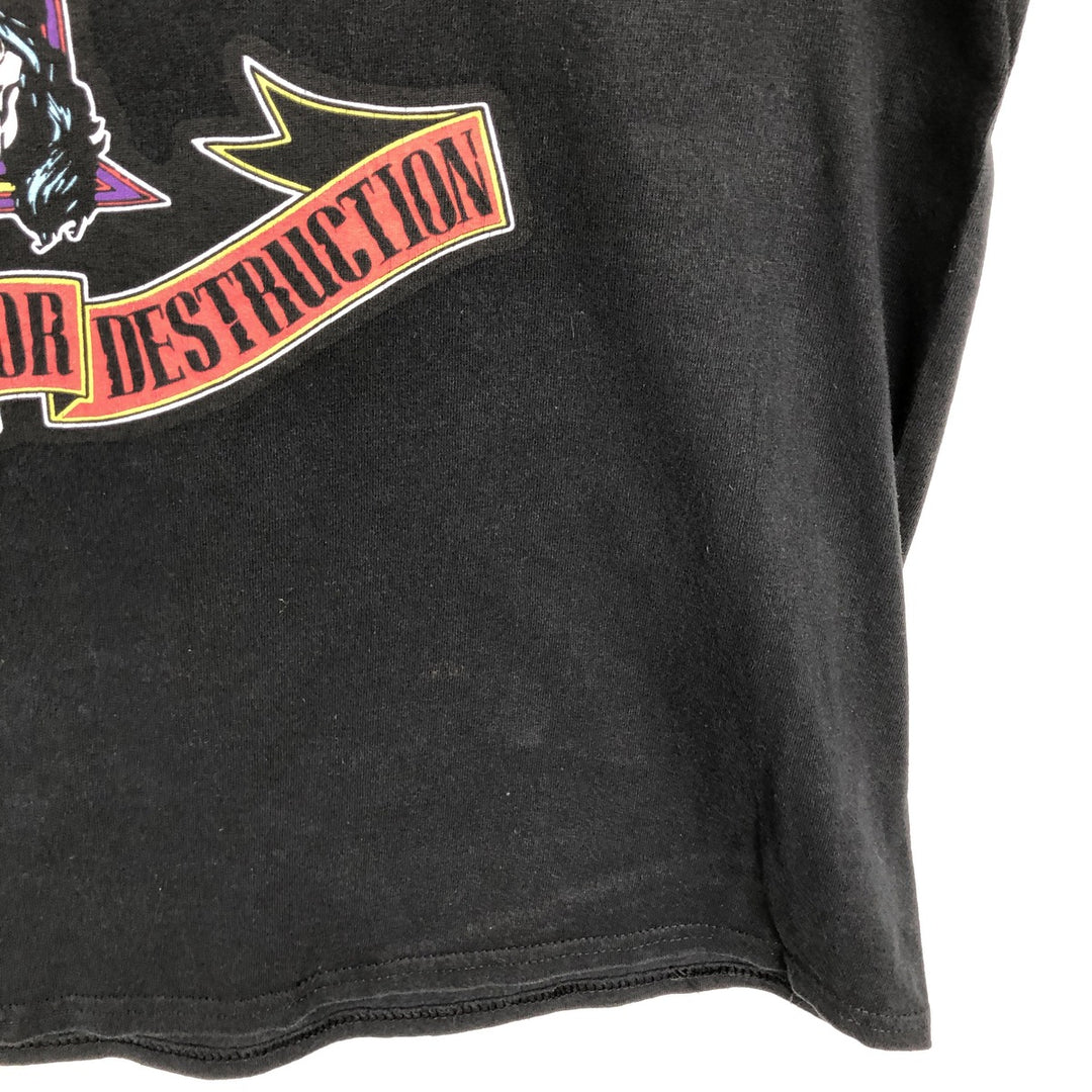 GUNS N' ROSES Skull Pattern Band T-shirt, Men's XL size cotton black type Vintage Second Hand