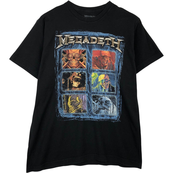 MEGADETH Skull Pattern Band T-shirt Band Tee Men's L size cotton black type Vintage Second Hand