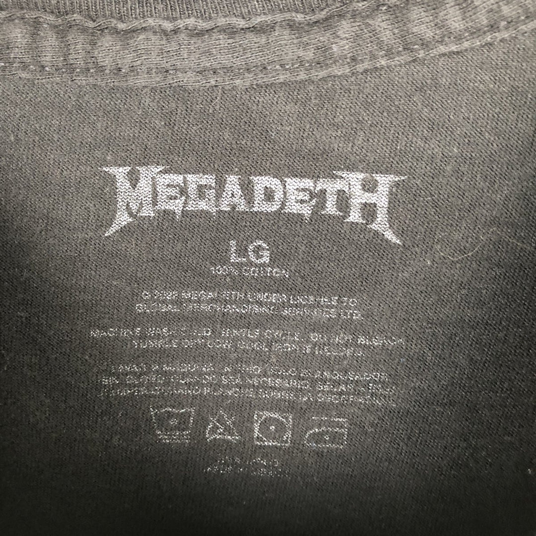 MEGADETH Skull Pattern Band T-shirt Band Tee Men's L size cotton black type Vintage Second Hand