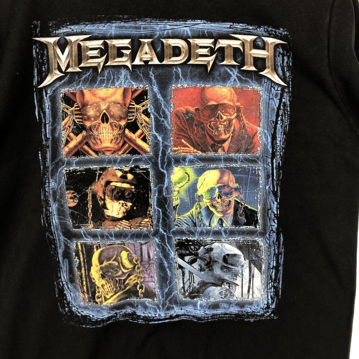 MEGADETH Skull Pattern Band T-shirt Band Tee Men's L size cotton black type Vintage Second Hand