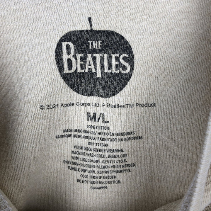 THE BEATLES Band T-shirt, Men's L size cotton Beige type Vintage Second Hand