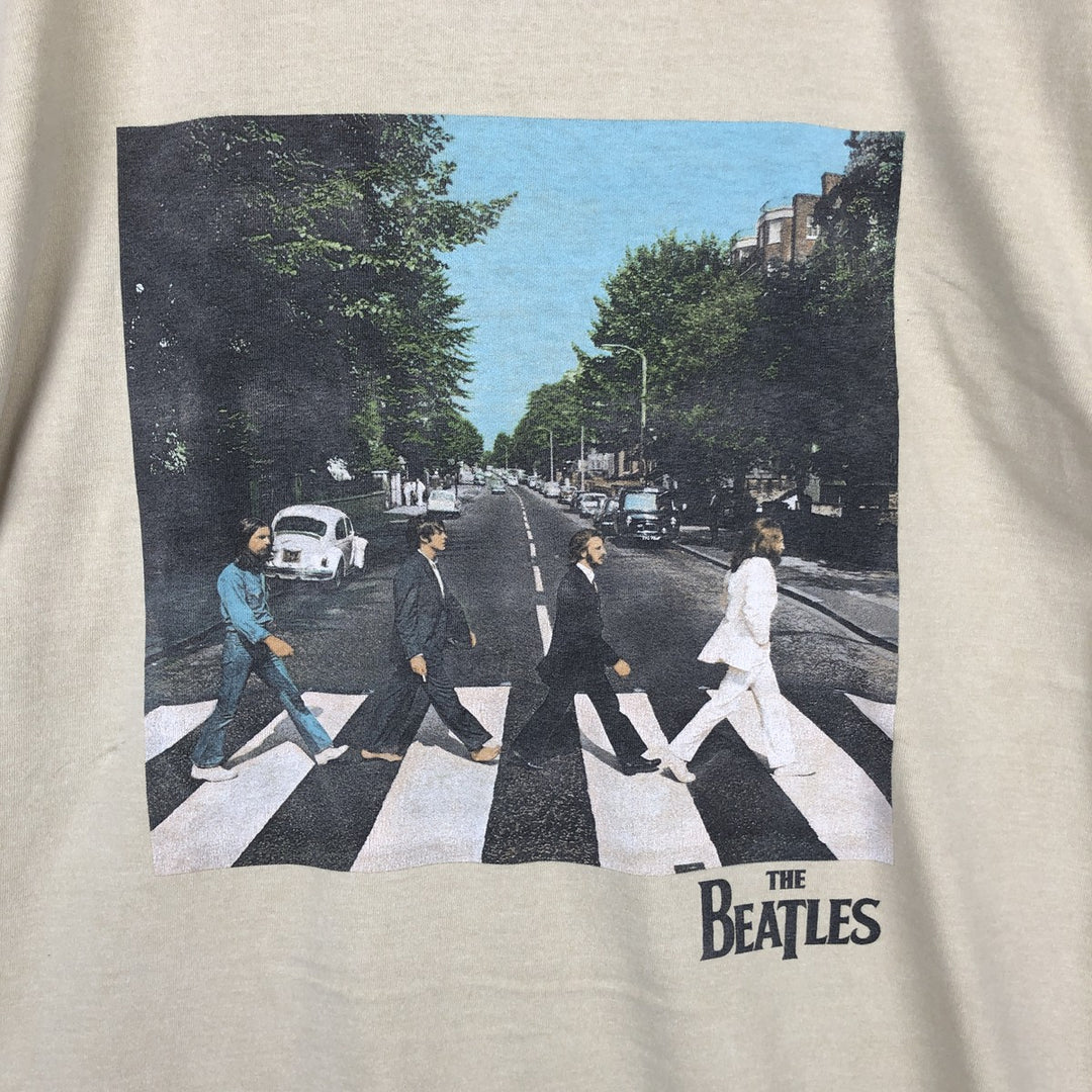 THE BEATLES Band T-shirt, Men's L size cotton Beige type Vintage Second Hand